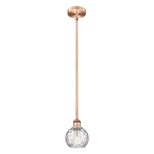 Innovations Athens Water Glass 6in 1-Light Mini Pendant | Industrial Antique Copper Steel and Clear Glass | Kitchen Island & | Model 616-1S-AC-G1215-6