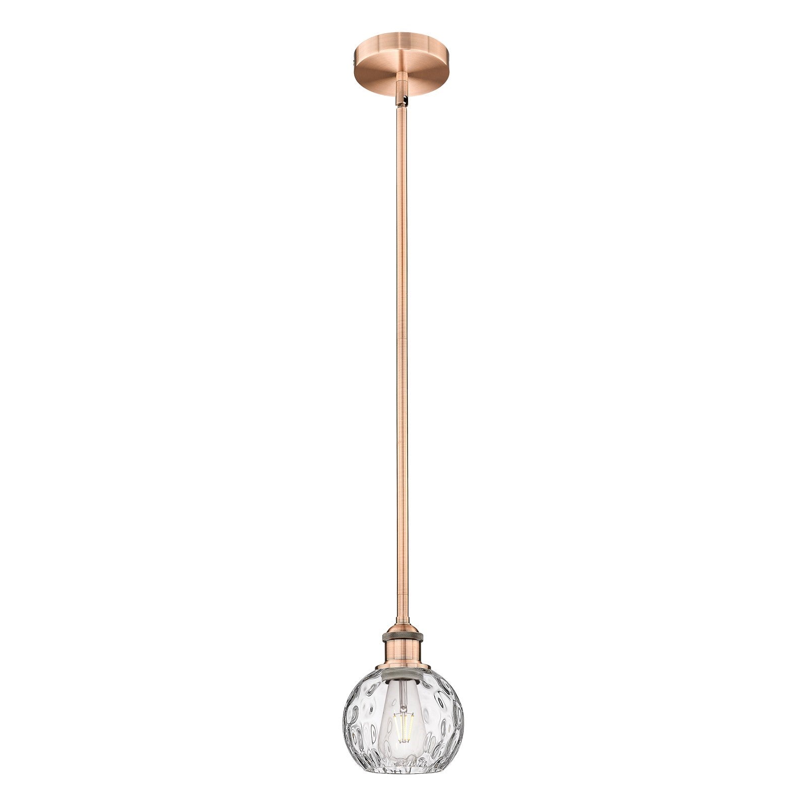 Innovations Athens Water Glass 6in 1-Light Mini Pendant | Industrial Antique Copper Steel and Clear Water Glass | Kitchen | Model 616-1S-AC-G1215-6-LED