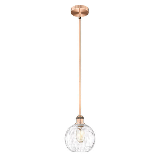 Innovations Athens Water Glass 8in 1-Light Mini Pendant | Industrial Antique Copper and Clear Glass | Kitchen Island & Bar Area | Model 616-1S-AC-G1215-8