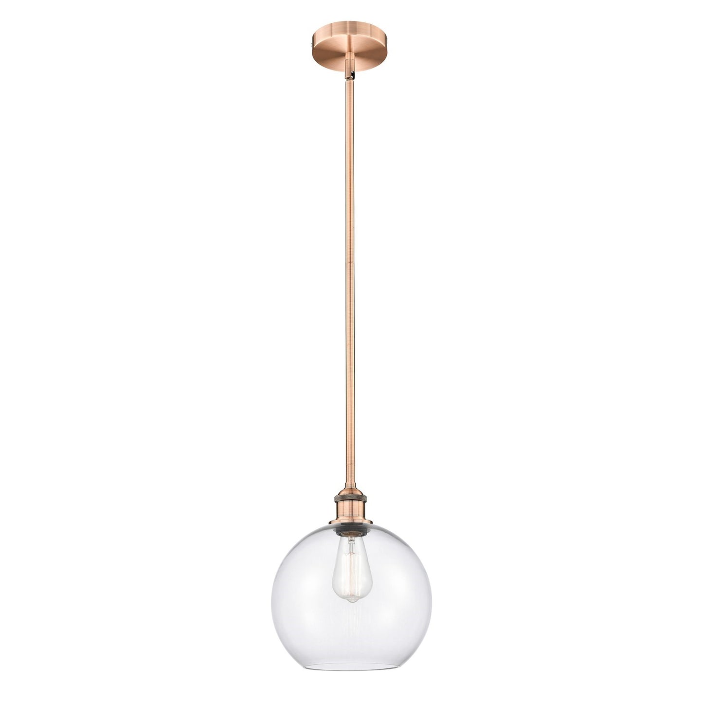 Innovations Athens 10in 1-Light Mini Pendant | Industrial Antique Copper Steel and Clear Glass | Kitchen Island & Dining | Model 616-1S-AC-G122-10-LED