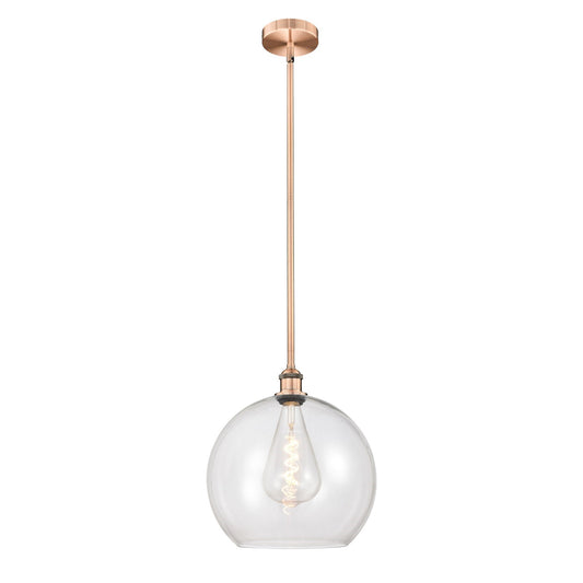Innovations Athens 14in 1-Light Pendant | Industrial Antique Copper Steel and Clear Glass | Kitchen Island & Dining Room | 13.75 | Model 616-1S-AC-G122-14