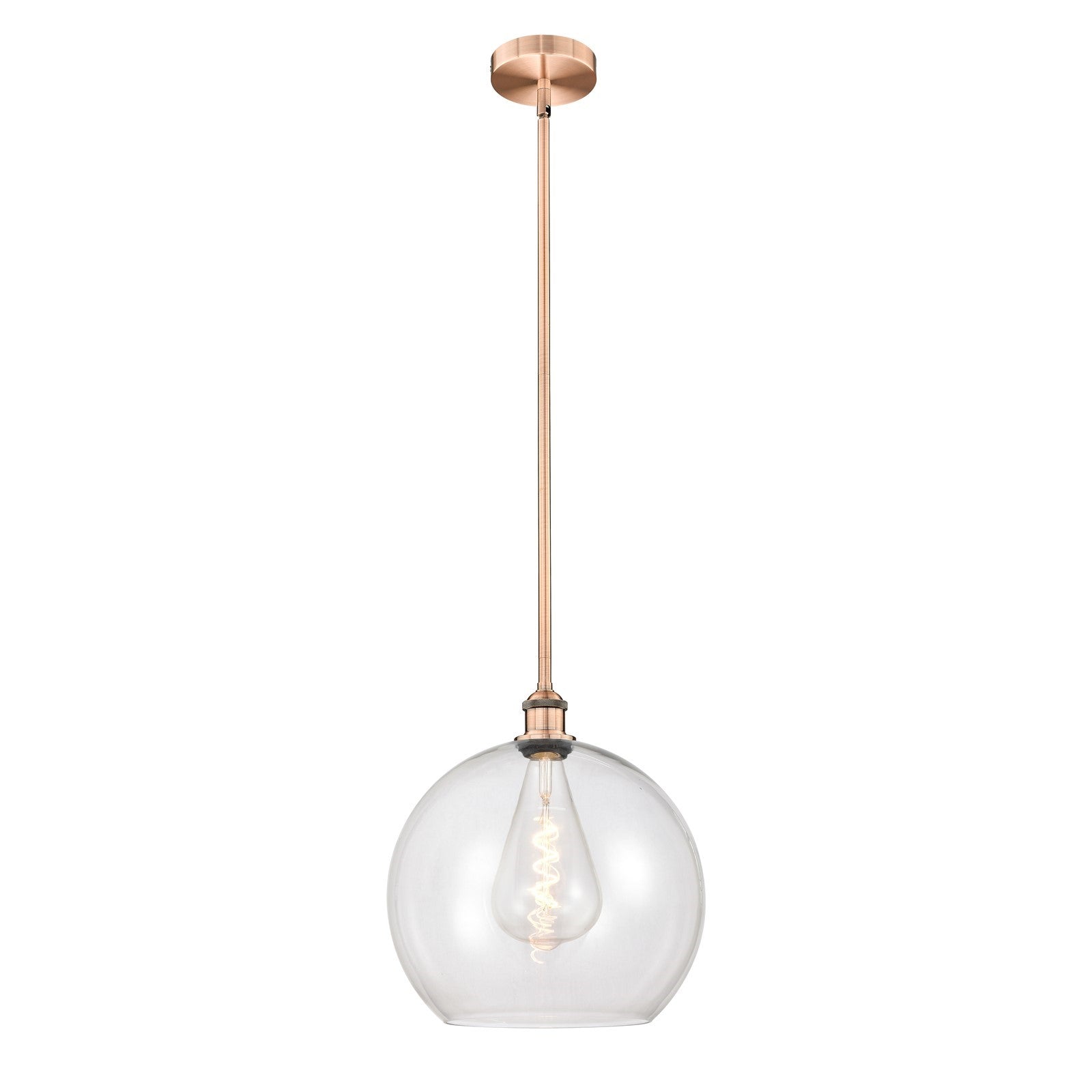 Innovations Athens 14in 1-Light Pendant | Industrial Antique Copper Steel and Clear Glass | Kitchen Island & Dining Room | Model 616-1S-AC-G122-14-LED