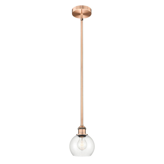 Innovations Athens 6in 1-Light Mini Pendant | Industrial Antique Copper Steel and Clear Glass | Kitchen Island & Dining Room | Model 616-1S-AC-G122-6