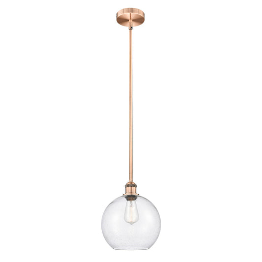 Innovations Athens 10in 1-Light Mini Pendant | Industrial Antique Copper Steel and Seedy Glass | Kitchen Island & Dining Room | Model 616-1S-AC-G124-10