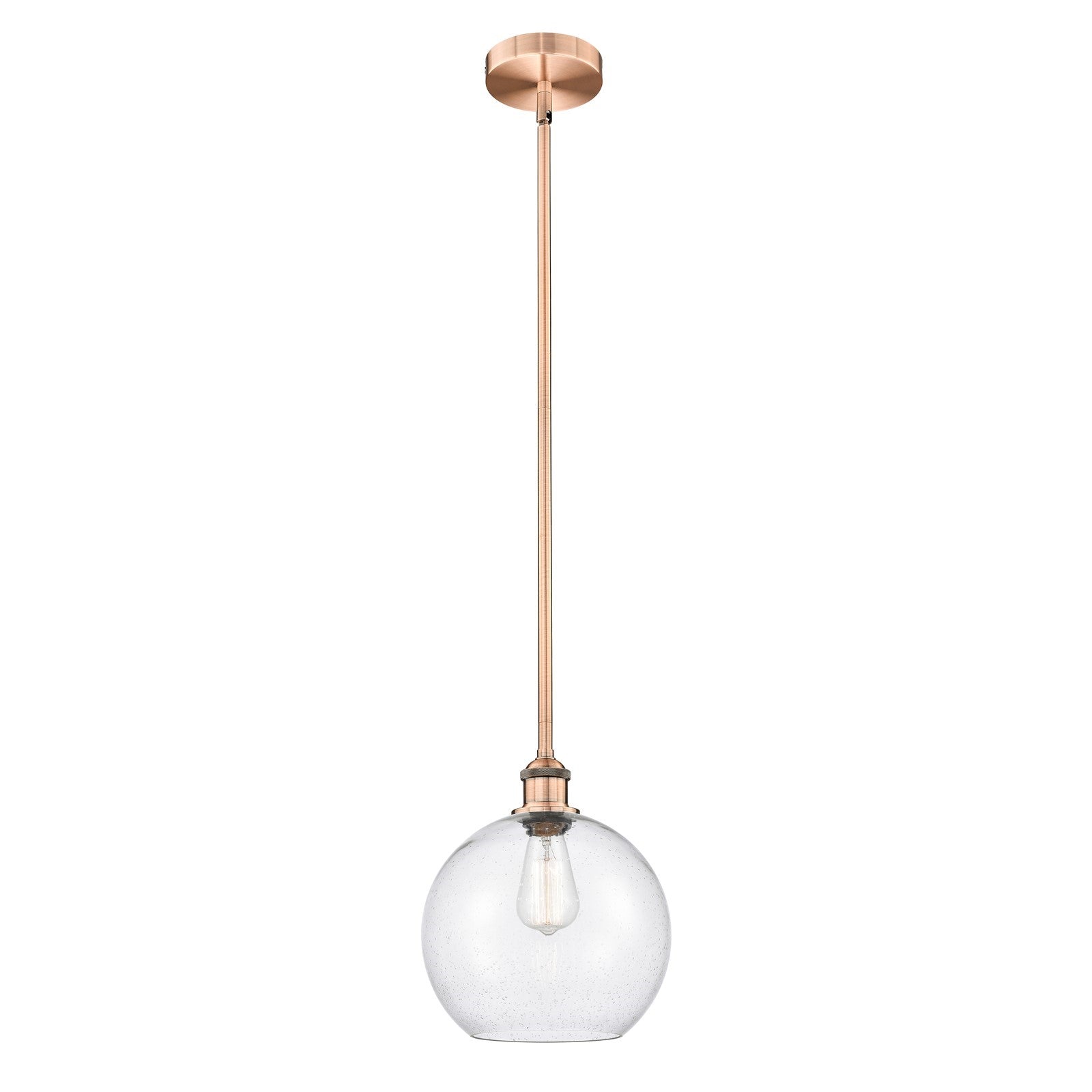Innovations Athens 10in 1-Light Mini Pendant | Industrial Antique Copper Steel and Seedy Glass | Kitchen Island & Dining Room | Model 616-1S-AC-G124-10