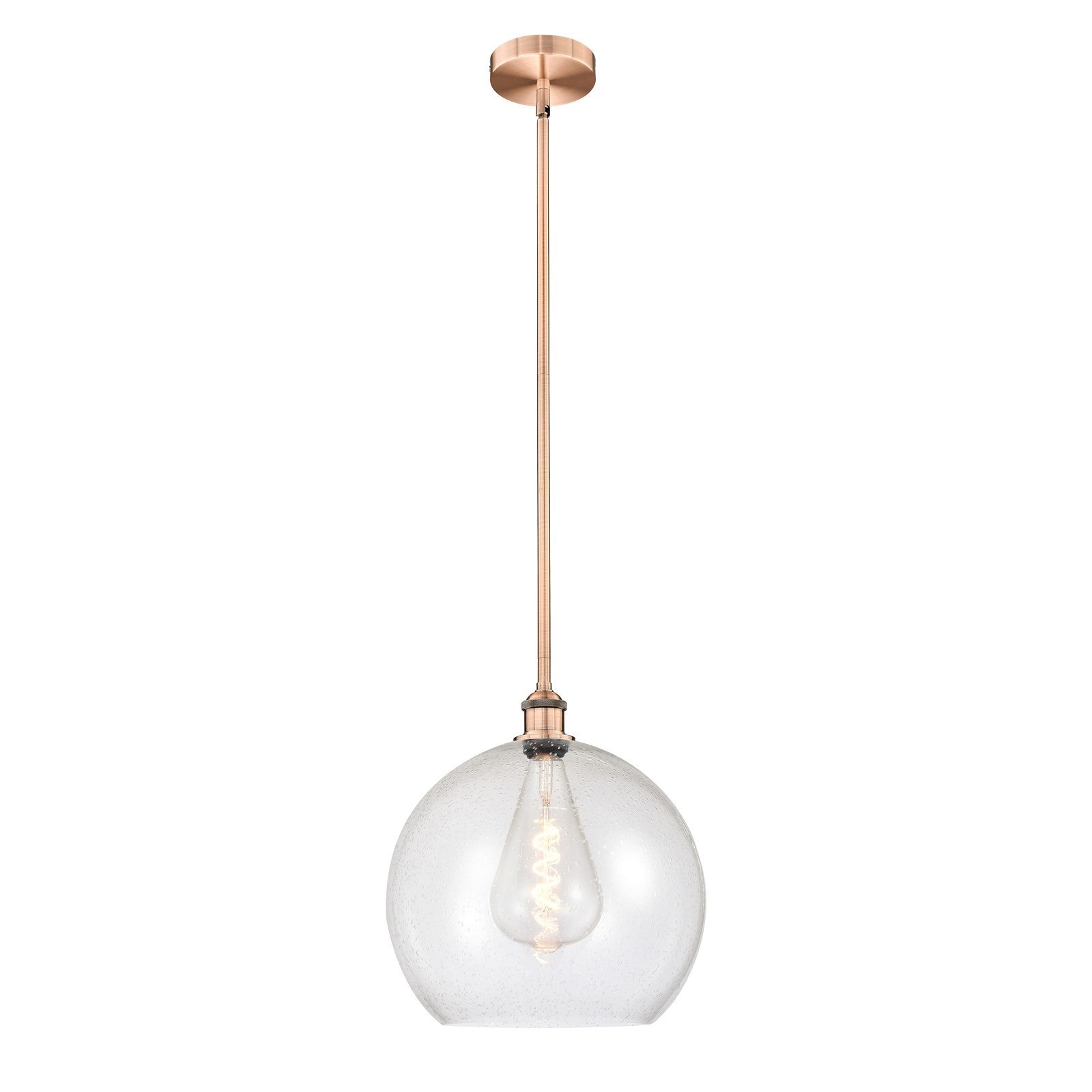 Innovations Athens 14in 1-Light Pendant | Industrial Antique Copper Steel and Seedy Glass | Kitchen Island & Dining Room | 13.75 | Model 616-1S-AC-G124-14