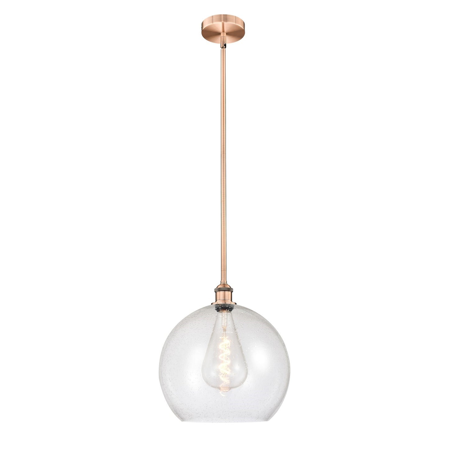 Innovations Athens 14in 1-Light Pendant | Industrial Antique Copper Steel and Seedy Glass | Kitchen Island & Dining Room | Model 616-1S-AC-G124-14-LED