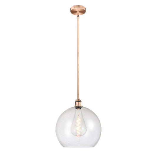 Innovations Athens 14in 1-Light Pendant | Industrial Antique Copper Steel and Seedy Glass | Kitchen Island & Dining Room | Model 616-1S-AC-G124-14-LED