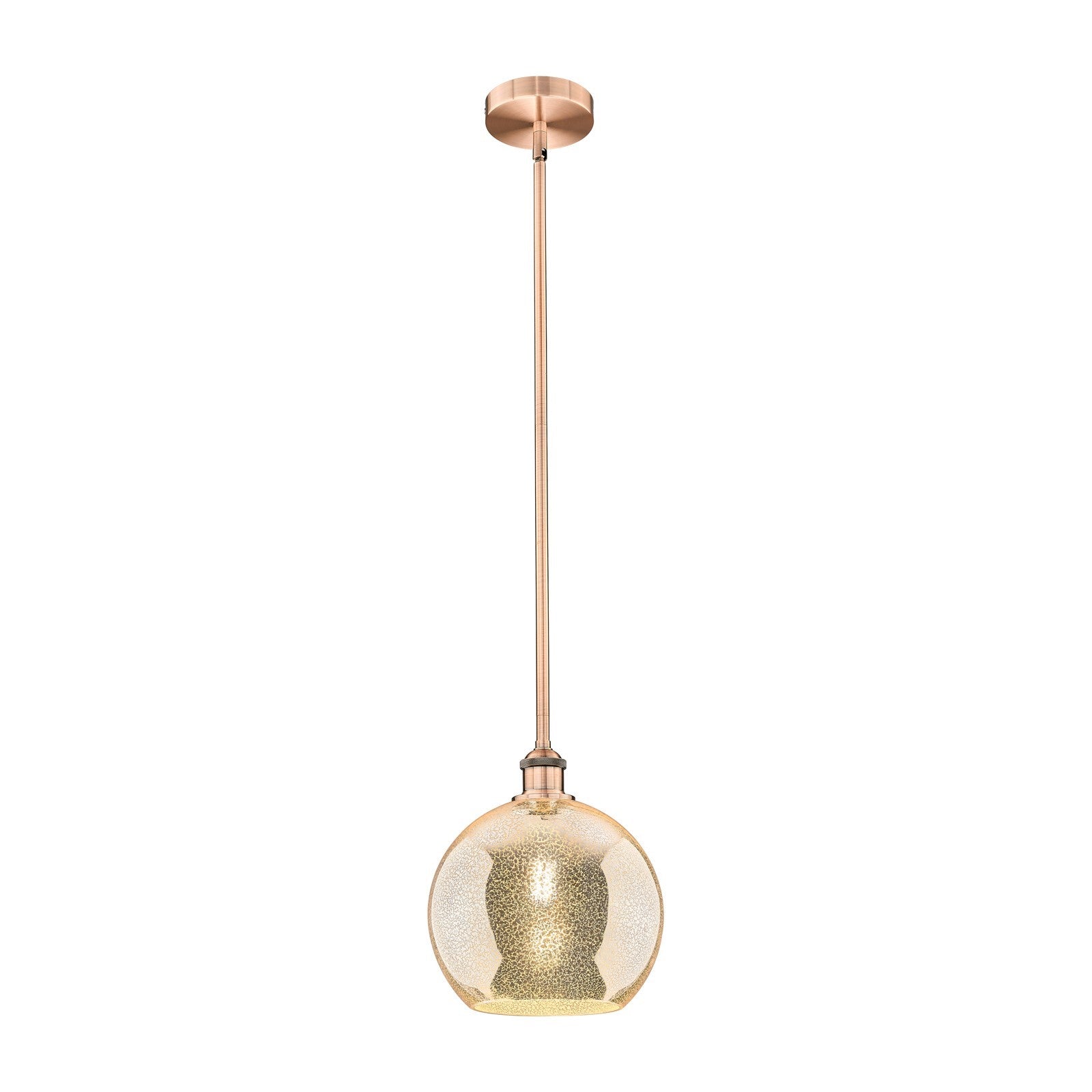 Innovations Athens 10in 1-Light Mini Pendant | Industrial Antique Copper Steel and Mercury Glass | Kitchen Island & Dining Room | Model 616-1S-AC-G128-10