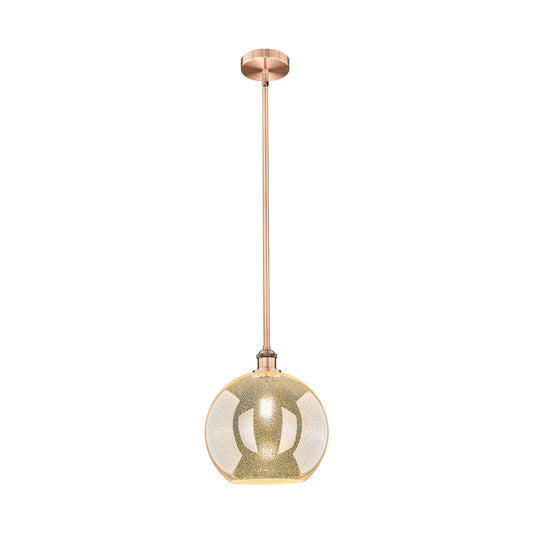 Innovations Athens 12in 1-Light Mini Pendant | Industrial Antique Copper Steel and Mercury Glass | Kitchen Island & Dining Room | Model 616-1S-AC-G128-12