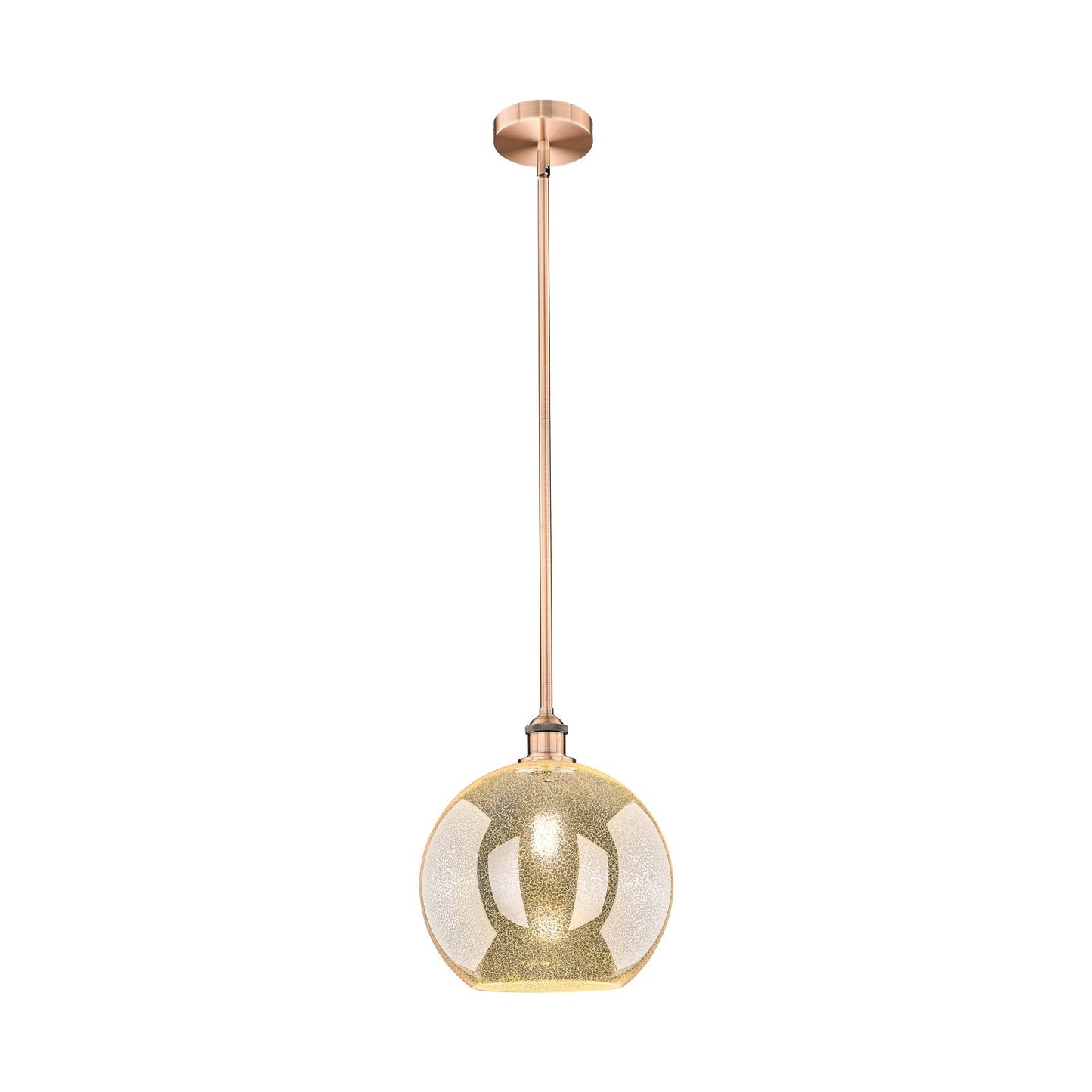 Innovations Athens 12in 1-Light Mini Pendant | Industrial Antique Copper Steel and Mercury Glass | Kitchen Island & Dining Room | Model 616-1S-AC-G128-12