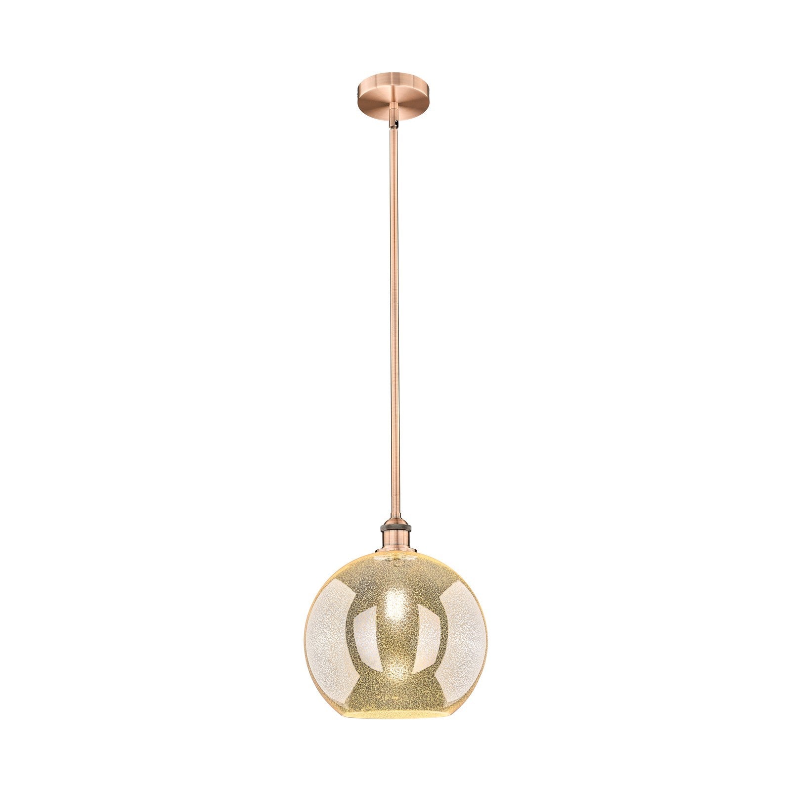 Innovations Athens 12in 1-Light Mini Pendant | Industrial Antique Copper Steel and Mercury Glass | Kitchen Island & Dining Room | Model 616-1S-AC-G128-12