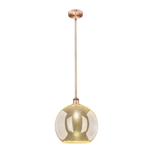 Innovations Athens 14in 1-Light Pendant | Industrial Antique Copper Steel and Mercury Glass | Kitchen Island & Dining Room | Model 616-1S-AC-G128-14