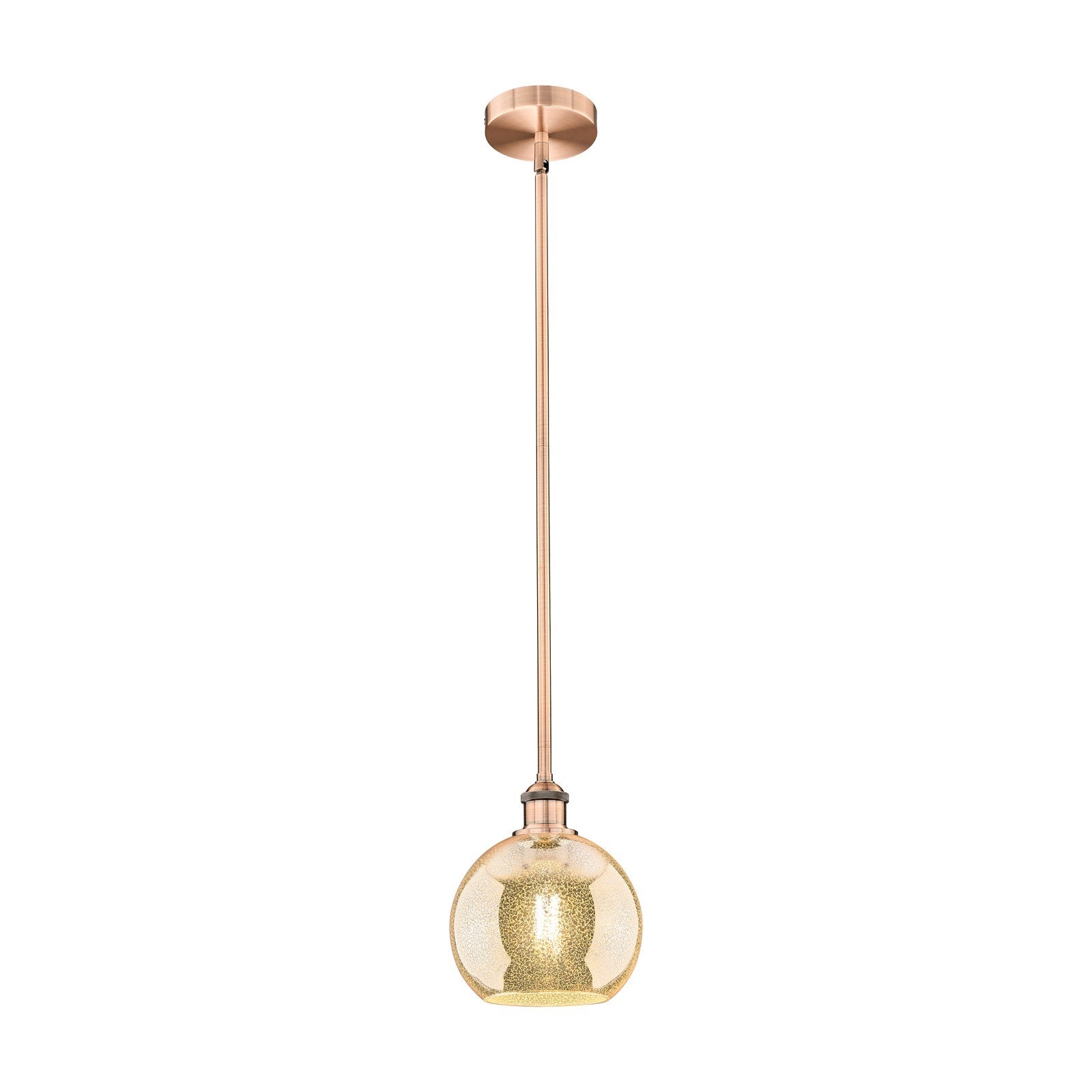 Innovations Athens 8in 1-Light Mini Pendant | Industrial Antique Copper Steel and Mercury Glass | Kitchen Island & Dining Room | Model 616-1S-AC-G128-8