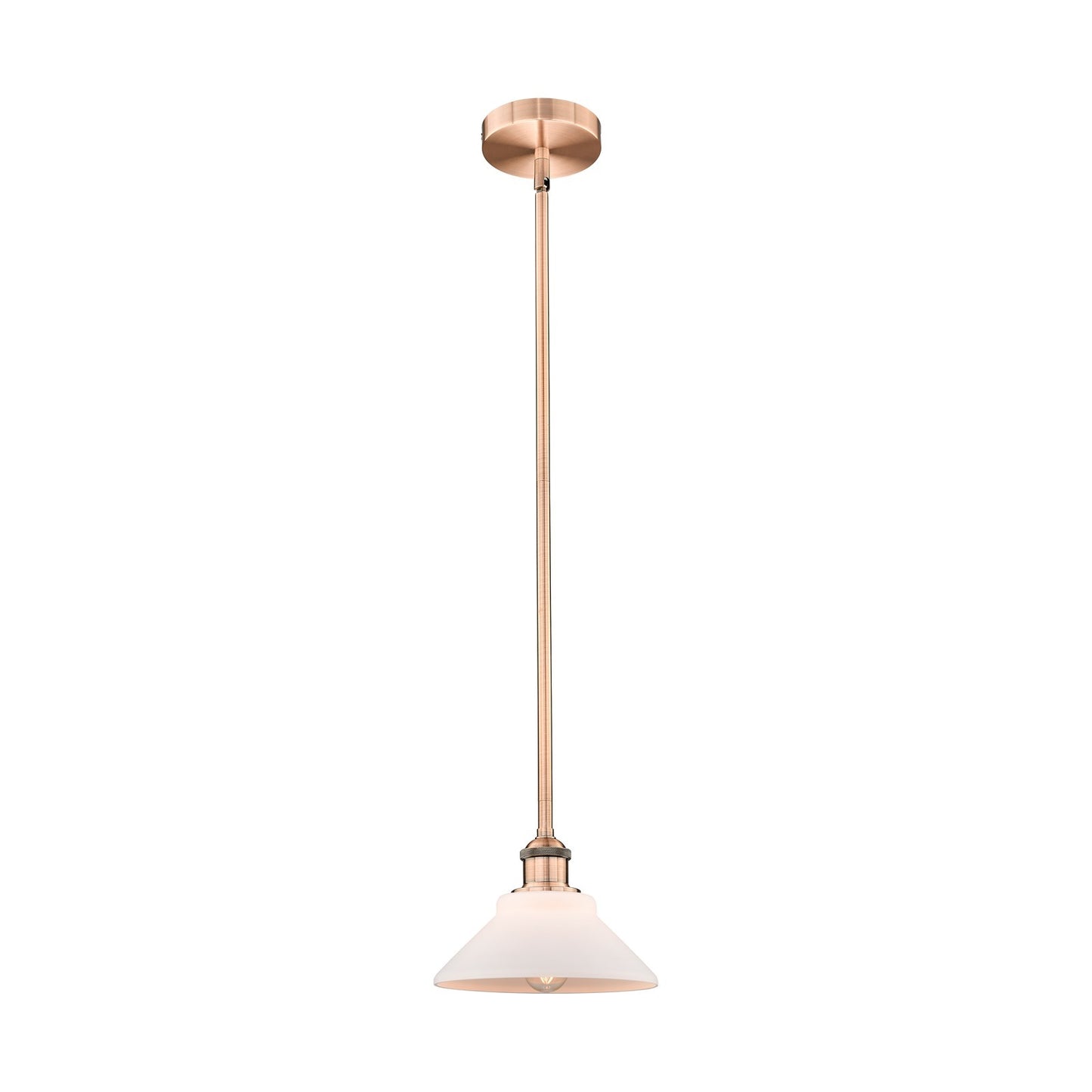 Innovations Orwell 8in 1-Light Mini Pendant | Industrial Antique Copper Steel and Matte White Glass | Kitchen Island & Dining Room | Model 616-1S-AC-G131