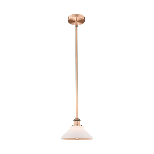 Innovations Orwell 8.38in 1-Light Mini Pendant | Industrial Antique Copper Steel and Matte White Glass | Kitchen Island | 8.38 | Model 616-1S-AC-G131-LED