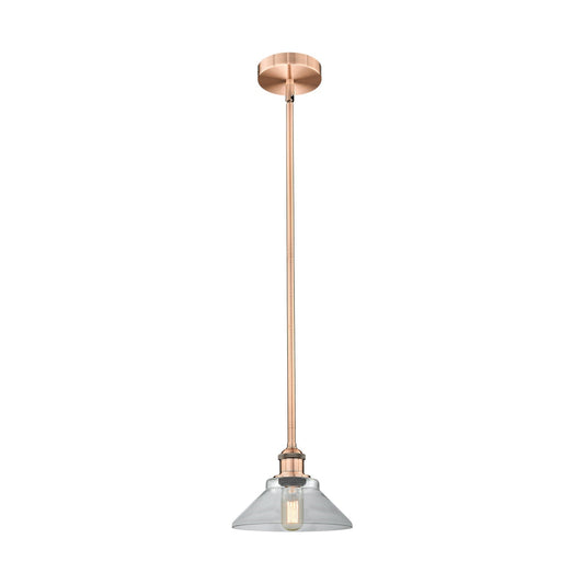 Innovations Orwell 8.38in 1-Light Mini Pendant | Industrial Antique Copper Steel and Clear Glass | Kitchen Island | 8.38 x 8.38 | Model 616-1S-AC-G132-LED
