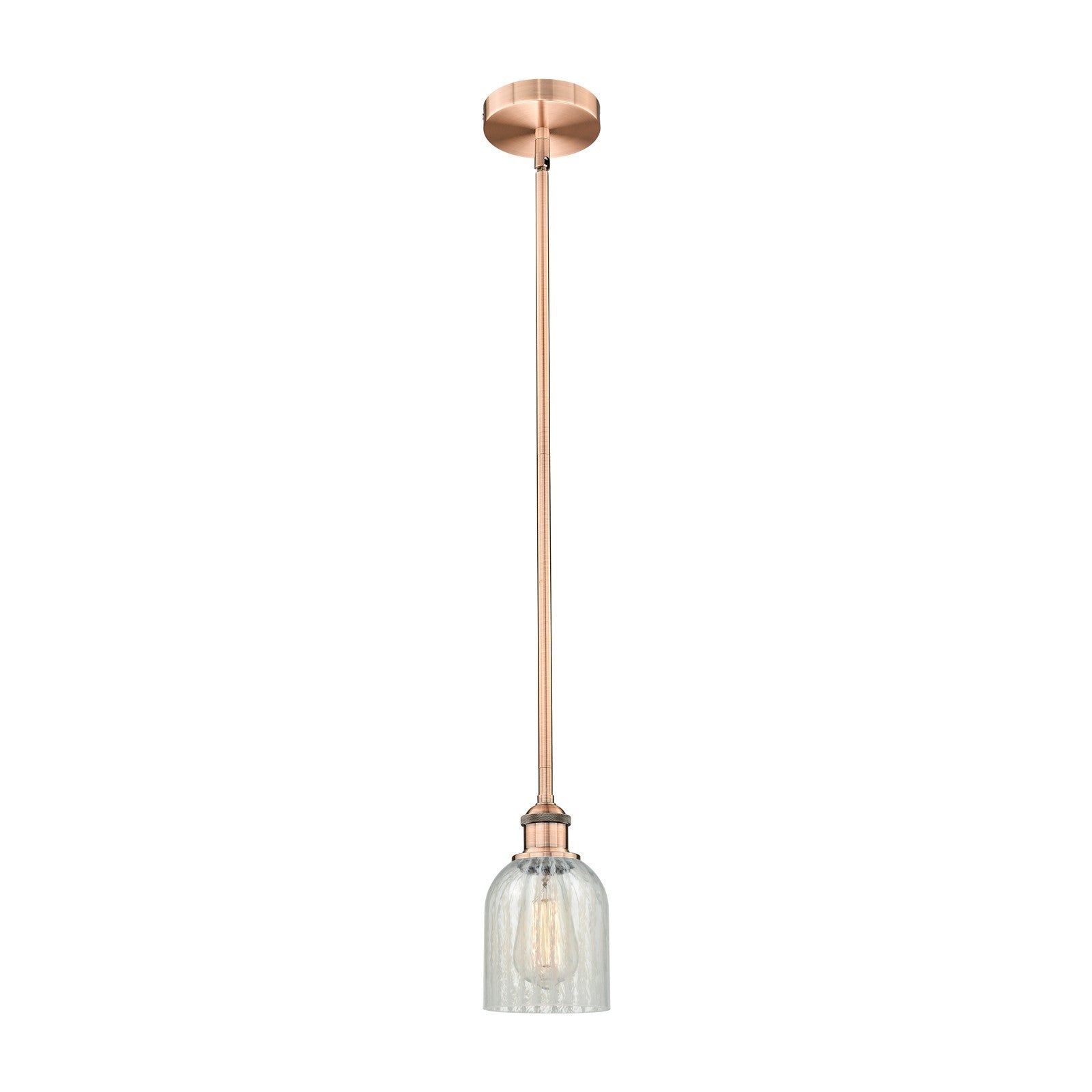 Innovations Caledonia 5in 1-Light Mini Pendant | Industrial Antique Copper Steel and Mouchette Glass | Kitchen Island & | Model 616-1S-AC-G2511-LED