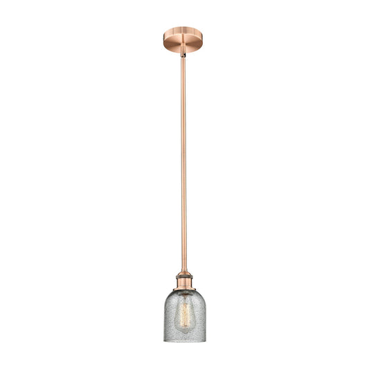 Innovations Caledonia 5in 1-Light Mini Pendant | Industrial Antique Copper Steel and Charcoal Glass | Kitchen Island & Dining Room | Model 616-1S-AC-G257