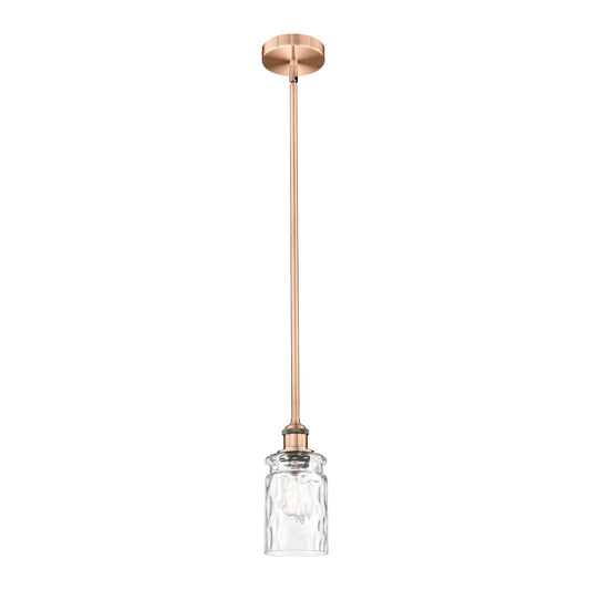 Innovations Candor 4.75in 1-Light Mini Pendant | Industrial Antique Copper Steel and Clear Waterglass Glass | Kitchen Island & | Model 616-1S-AC-G352