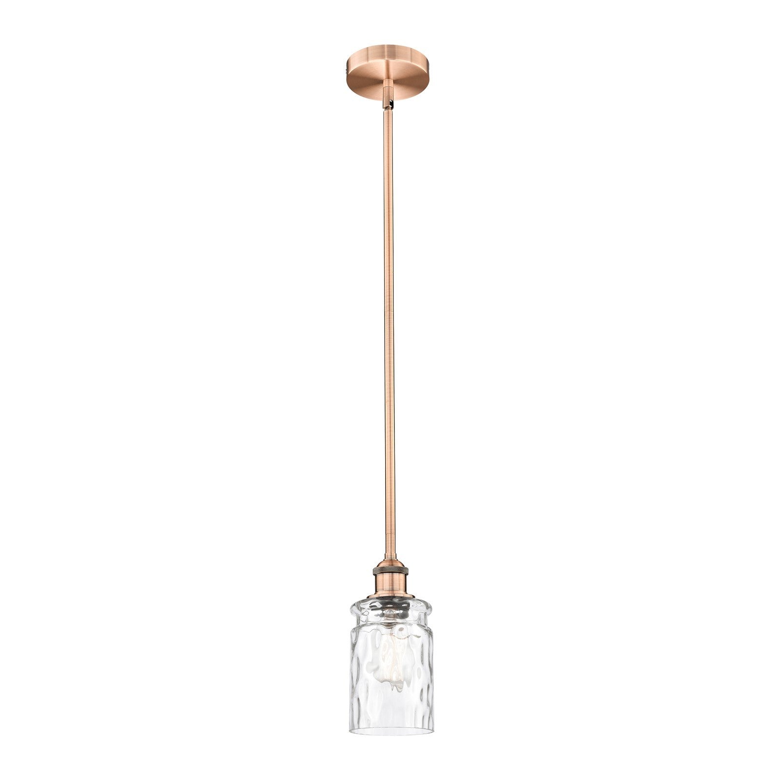 Innovations Candor 4.75in 1-Light Mini Pendant | Industrial Antique Copper Steel and Clear Waterglass Glass | Kitchen Island & | Model 616-1S-AC-G352
