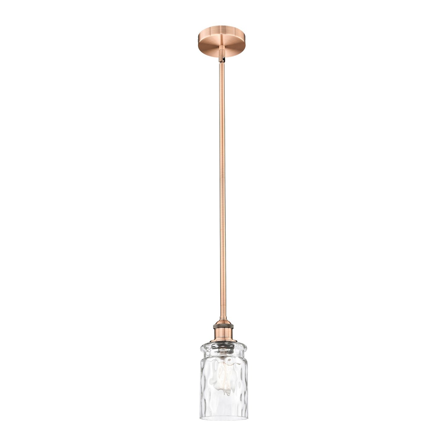 Innovations Candor 4.75in 1-Light Mini Pendant | Industrial Antique Copper Steel and Clear Waterglass Glass | Kitchen Island & | Model 616-1S-AC-G352