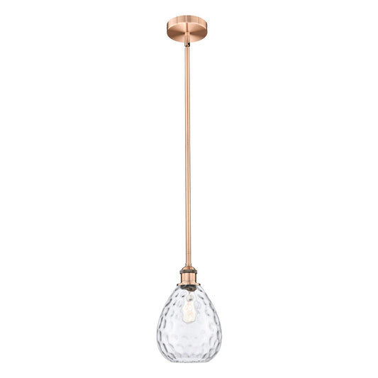 Innovations Waverly 8in 1-Light Mini Pendant | Industrial Antique Copper Steel and Clear Glass | Kitchen Island & Dining Room | 8 x | Model 616-1S-AC-G372