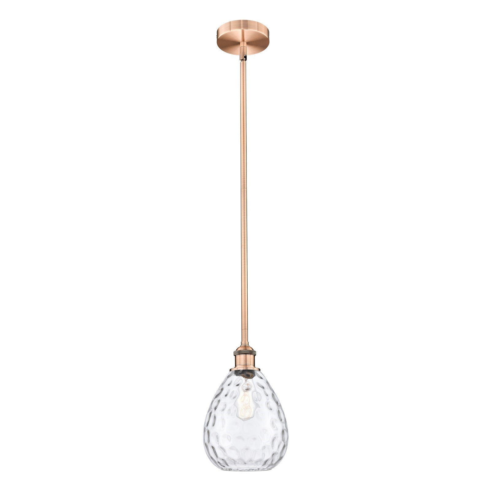 Innovations Waverly 8in 1-Light Mini Pendant | Industrial Antique Copper Steel and Clear Glass | Kitchen Island & Dining Room | 8 x | Model 616-1S-AC-G372