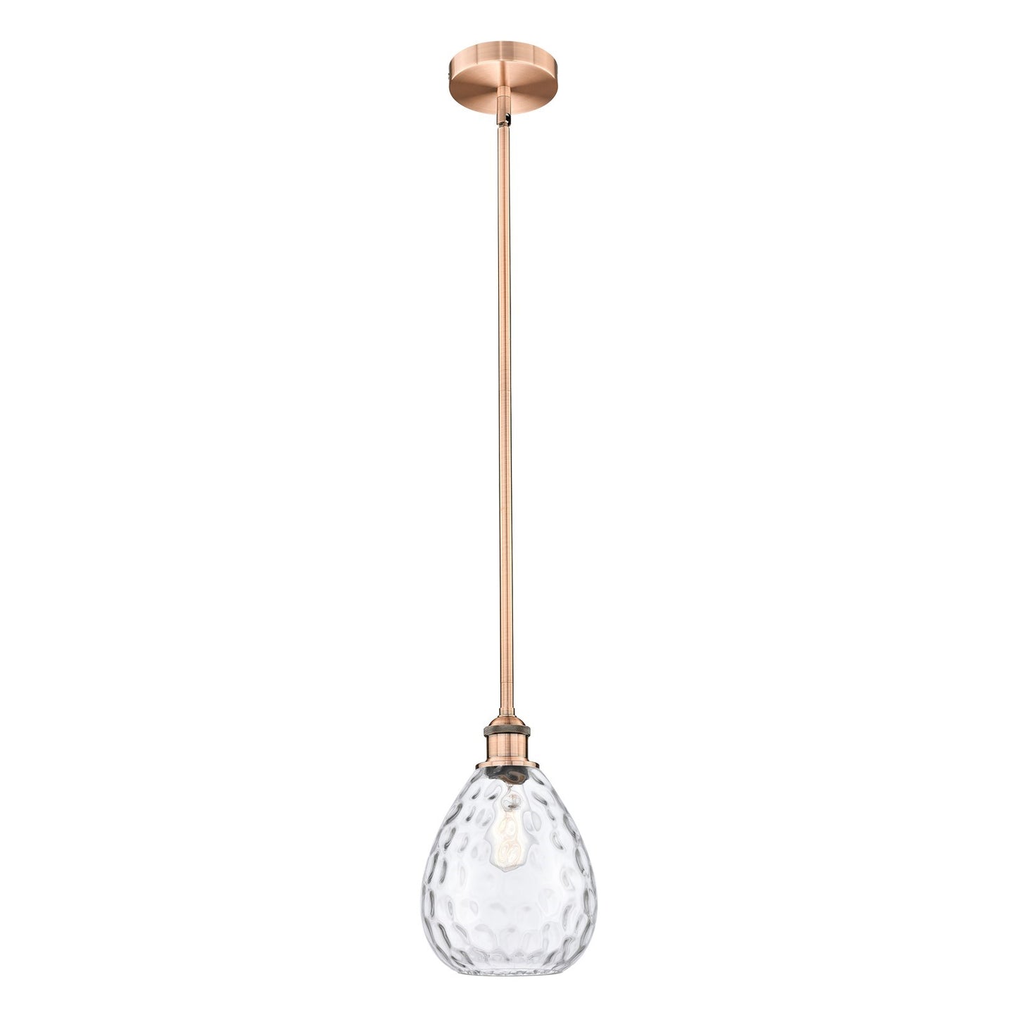 Innovations Waverly 8in 1-Light Mini Pendant | Industrial Antique Copper Steel and Clear Glass | Kitchen Island & Dining Room | Model 616-1S-AC-G372-LED