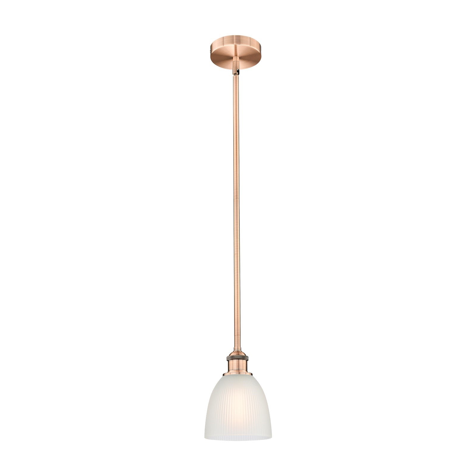 Innovations Castile 6in 1-Light Mini Pendant | Industrial Antique Copper Steel and White Glass | Kitchen Island & Dining Room | Model 616-1S-AC-G381-LED
