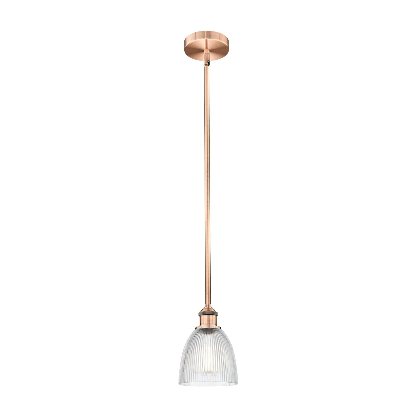 Innovations Castile 6in 1-Light Mini Pendant | Industrial Antique Copper Steel and Clear Glass | Kitchen Island & Dining Room | Model 616-1S-AC-G382-LED