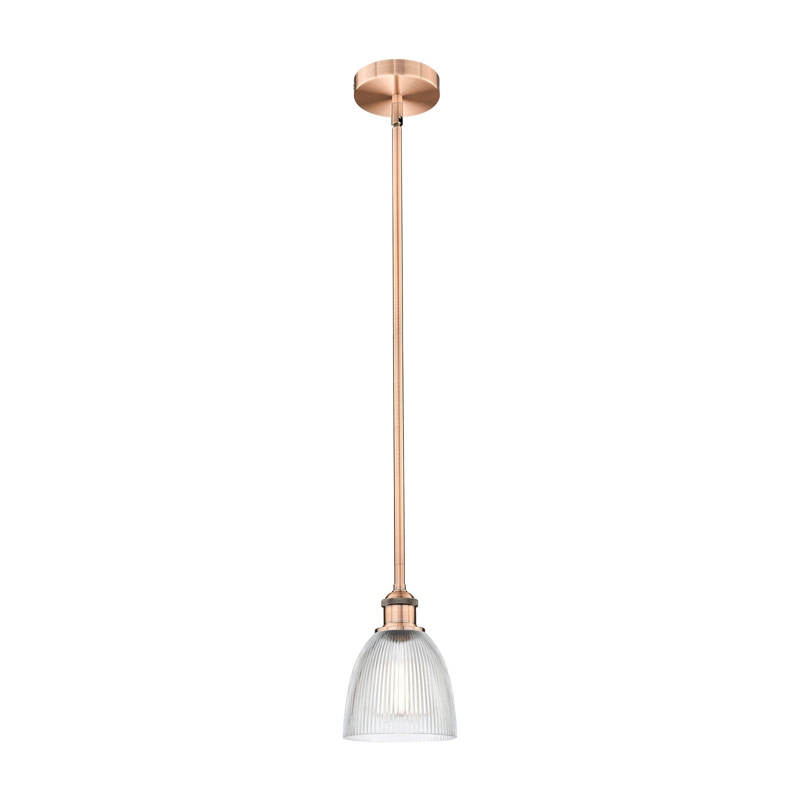 Innovations Castile 6in 1-Light Mini Pendant | Industrial Antique Copper Steel and Clear Glass | Kitchen Island & Dining Room | Model 616-1S-AC-G382-LED
