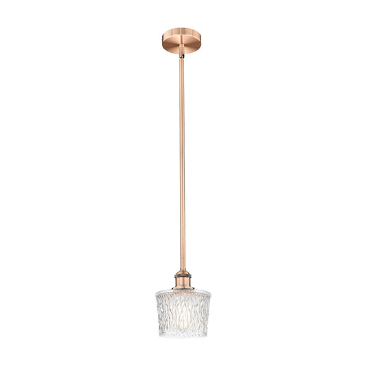 Innovations Niagara 7in 1-Light Mini Pendant | Art Nouveau Antique Copper Steel and Clear Textured Glass | Kitchen Island & Dining | Model 616-1S-AC-G402