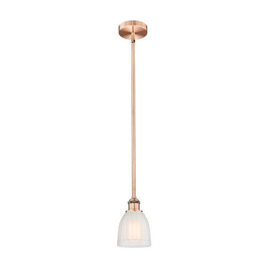 Innovations Brookfield 6in 1-Light Mini Pendant | Industrial Antique Copper Steel and White Frosted Ribbed Glass | Kitchen Island & | Model 616-1S-AC-G441