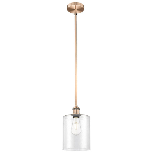 Innovations Paladin 7in 1-Light Mini Pendant | Farmhouse Antique Copper Steel and Seedy Glass | Kitchen Island & Dining Room | Model 616-1S-AC-G4424-7
