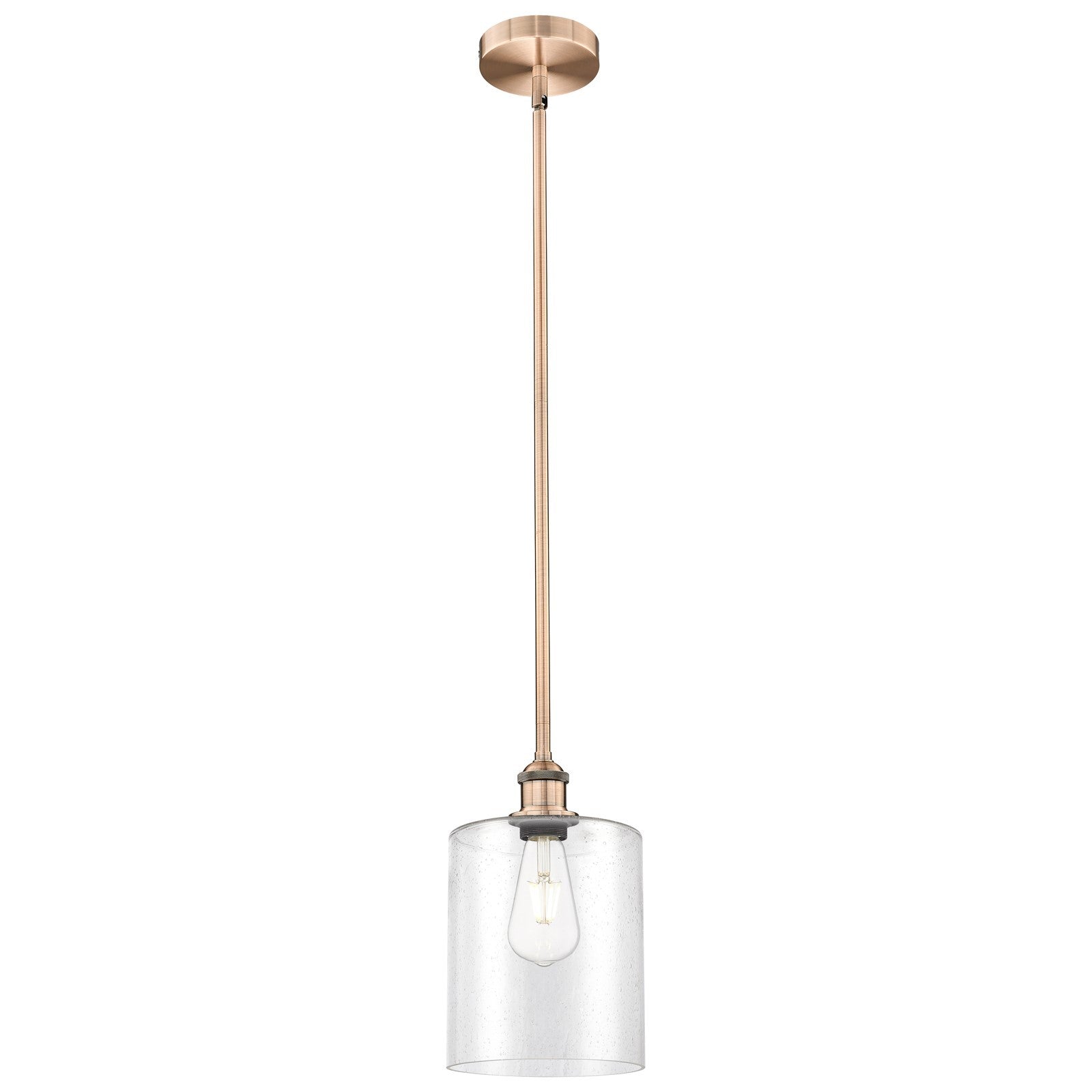 Innovations Paladin 7in 1-Light Mini Pendant | Farmhouse Antique Copper Steel and Seedy Glass | Kitchen Island & Dining Room | Model 616-1S-AC-G4424-7