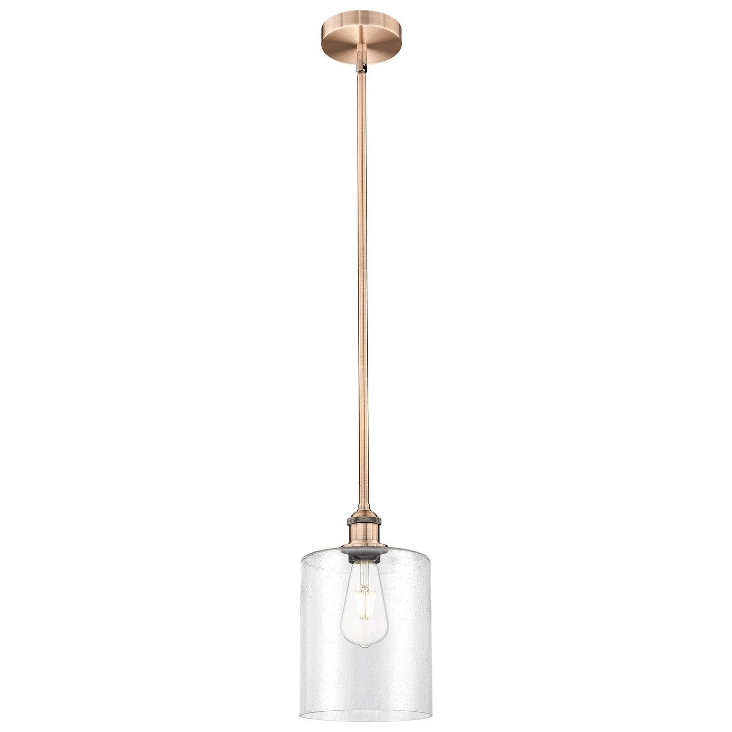 Innovations Paladin 7in 1-Light Mini Pendant | Farmhouse Antique Copper Steel and Seedy Glass | Kitchen Island & Dining Room | Model 616-1S-AC-G4424-7
