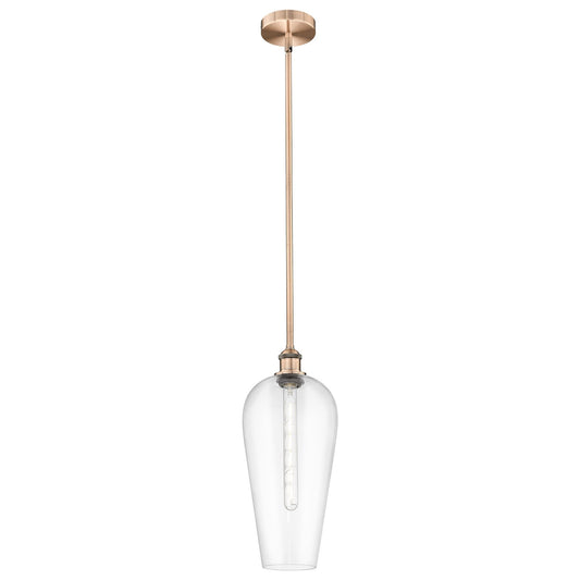 Innovations Chelsea 8in 1-Light Mini Pendant | Industrial Antique Copper Steel and Clear Glass | Kitchen Island & Dining Room | Model 616-1S-AC-G456-8CL