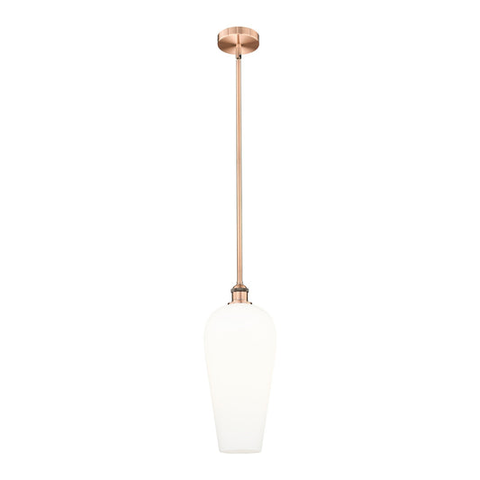 Innovations Chelsea 8in 1-Light Mini Pendant | Industrial Antique Copper Steel and White Glass | Kitchen Island & Dining Room | Model 616-1S-AC-G456-8WH