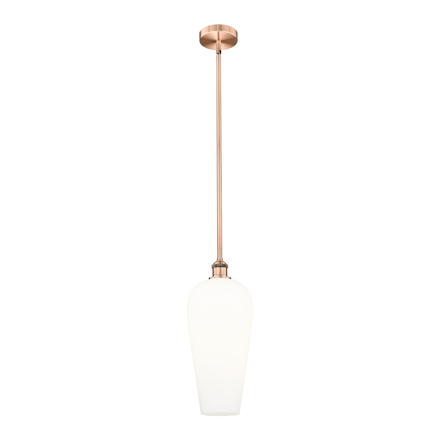 Innovations Chelsea 8in 1-Light Mini Pendant | Industrial Antique Copper Steel and White Glass | Kitchen Island & Dining Room | Model 616-1S-AC-G456-8WH