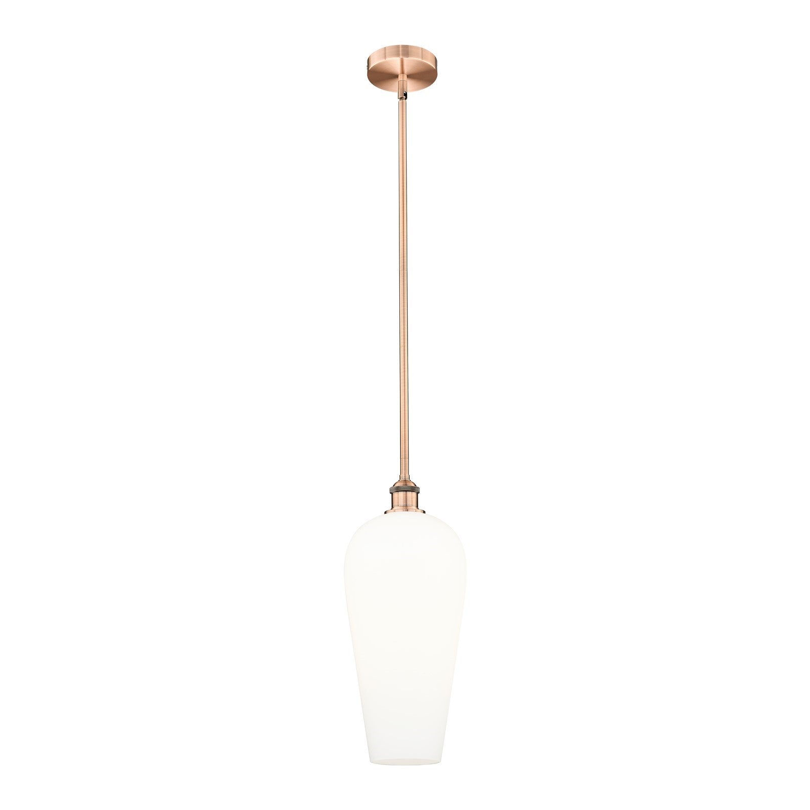 Innovations Chelsea 8in 1-Light Mini Pendant | Industrial Antique Copper Steel and White Glass | Kitchen Island & Dining Room | Model 616-1S-AC-G456-8WH