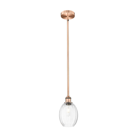 Innovations Preston Bulb 6.25in 1-Light Mini Pendant | Industrial Antique Copper Steel and Clear Glass | Kitchen Island & | Model 616-1S-AC-G459-6CL