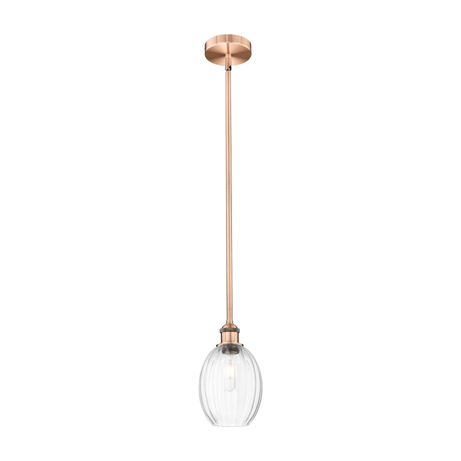 Innovations Preston Bulb 6.25in 1-Light Mini Pendant | Industrial Antique Copper Steel and Clear Glass | Kitchen Island & | Model 616-1S-AC-G459-6CL