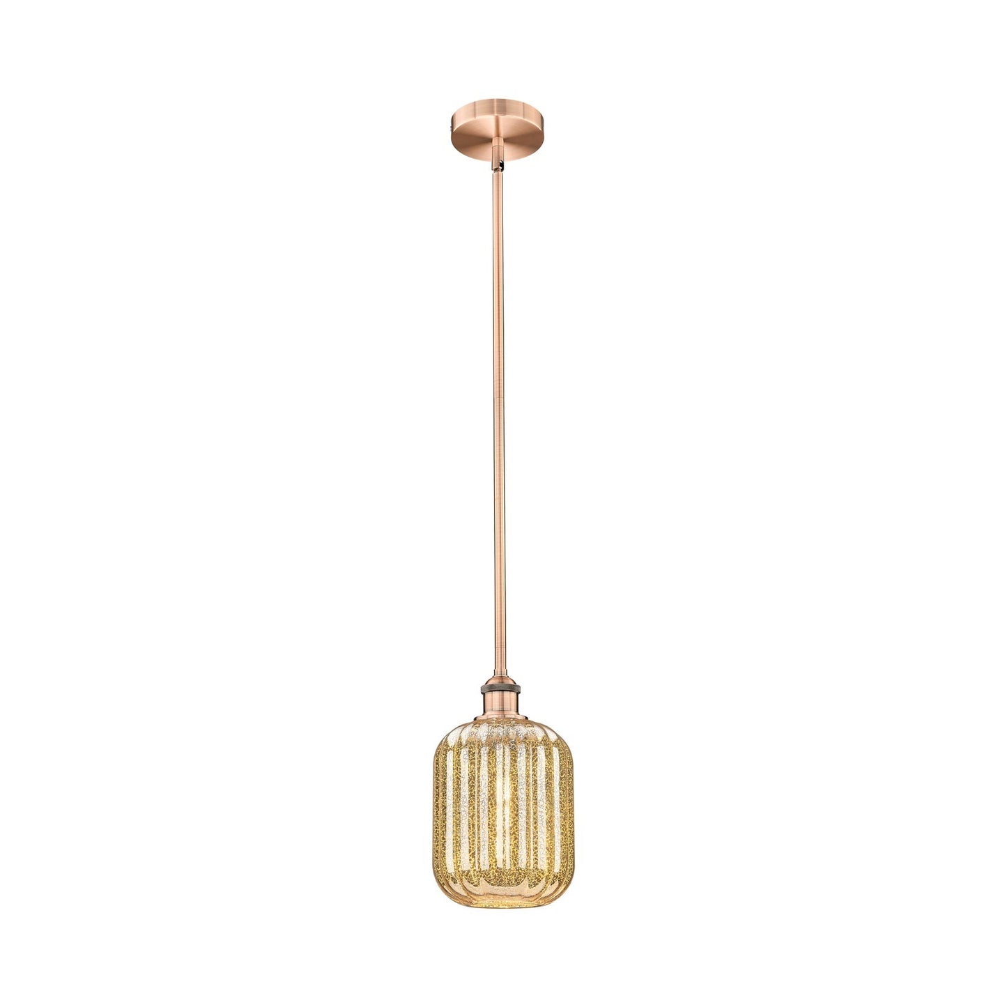 Innovations Preston Cylinder 6.75in 1-Light Mini Pendant | Industrial Antique Copper Steel and Mercury Glass | Kitchen Island & | Model 616-1S-AC-G460-7ME