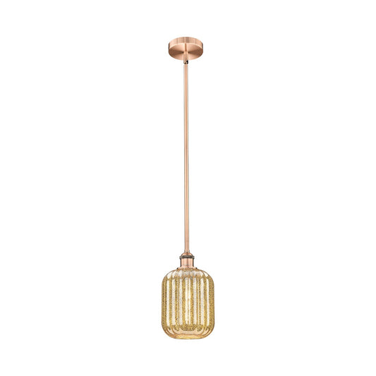 Innovations Preston Cylinder 6.75in 1-Light Mini Pendant | Industrial Antique Copper Steel and Mercury Glass | Kitchen Island & | Model 616-1S-AC-G460-7ME
