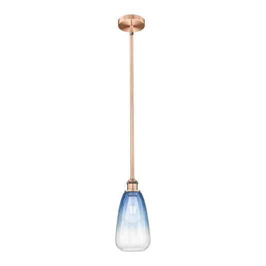 Innovations Brookhaven Almond 6in 1-Light Mini Pendant | Industrial Antique Copper Steel and Sapphire Blue Glass | Kitchen | Model 616-1S-AC-G480-6SB