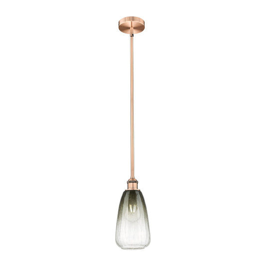 Innovations Brookhaven Almond 6in 1-Light Mini Pendant | Industrial Antique Copper Steel and Slate Glass | Kitchen Island & | Model 616-1S-AC-G480-6SL