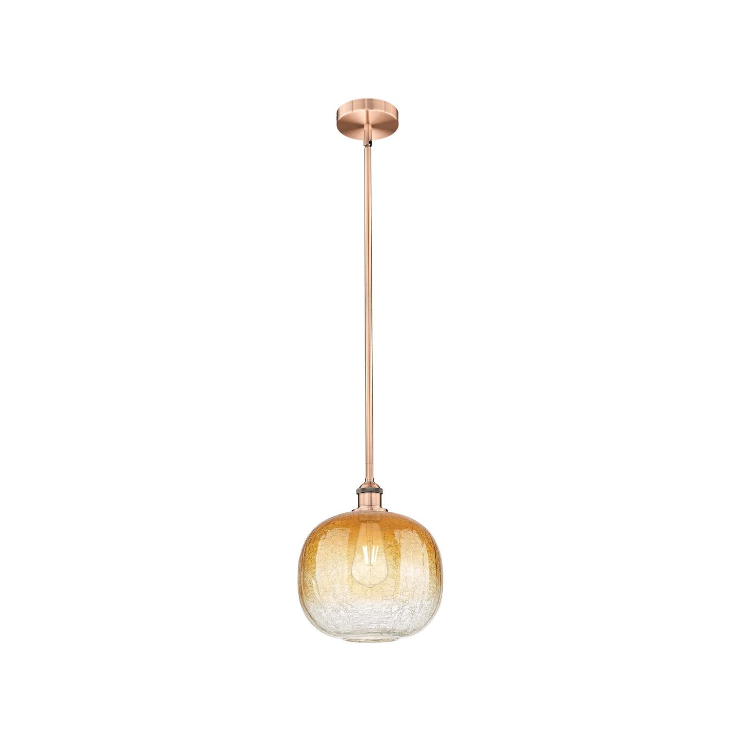 Innovations Brookhaven Sphere 10.5in 1-Light Mini Pendant | Industrial Antique Copper and Amber Glass | Kitchen Island & | Model 616-1S-AC-G481-10AM