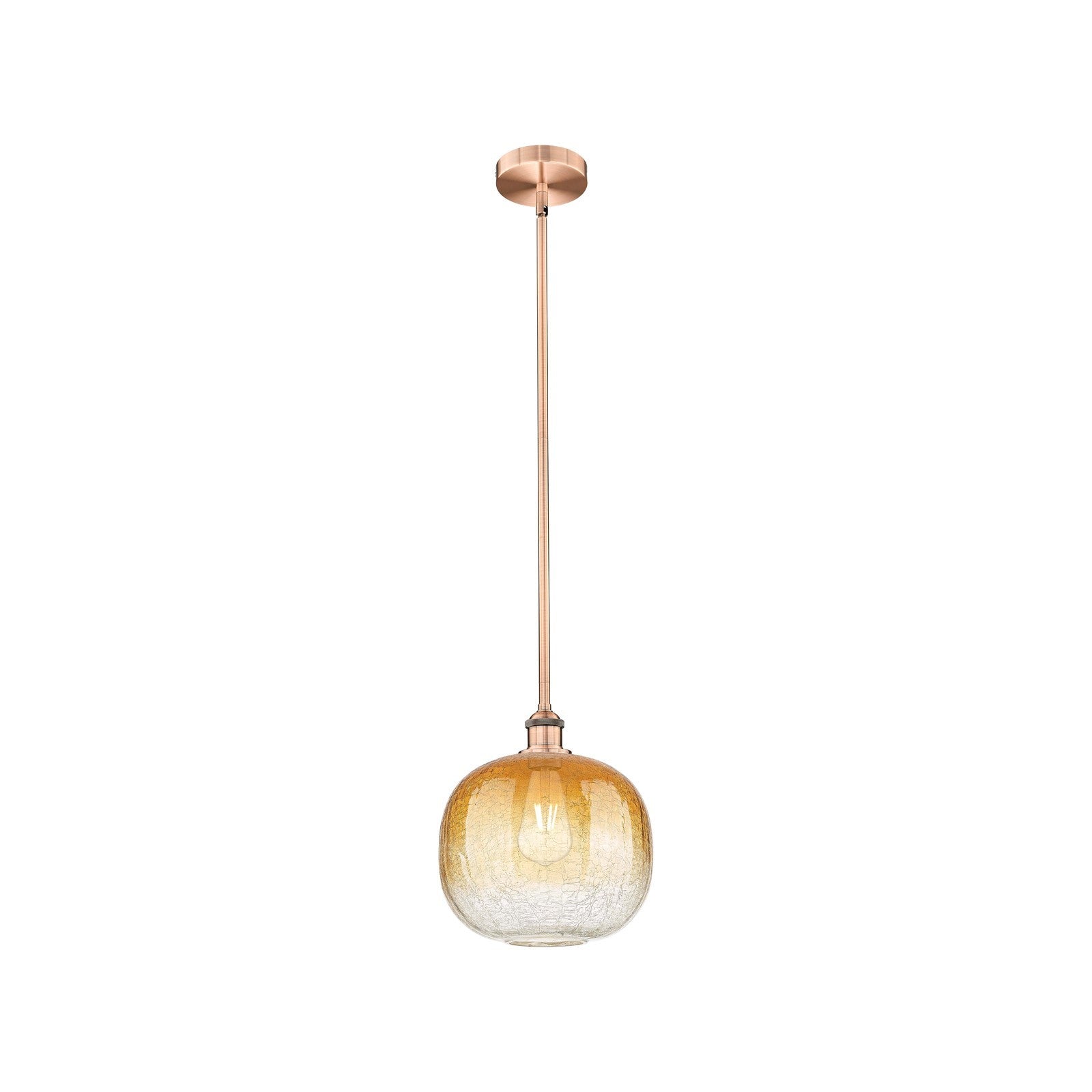 Innovations Brookhaven Sphere 10.5in 1-Light Mini Pendant | Industrial Antique Copper and Amber Glass | Kitchen Island & | Model 616-1S-AC-G481-10AM