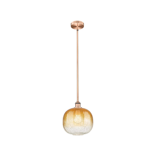 Innovations Brookhaven Sphere 10.5in 1-Light Mini Pendant | Industrial Antique Copper and Amber Glass | Kitchen Island & | Model 616-1S-AC-G481-10AM